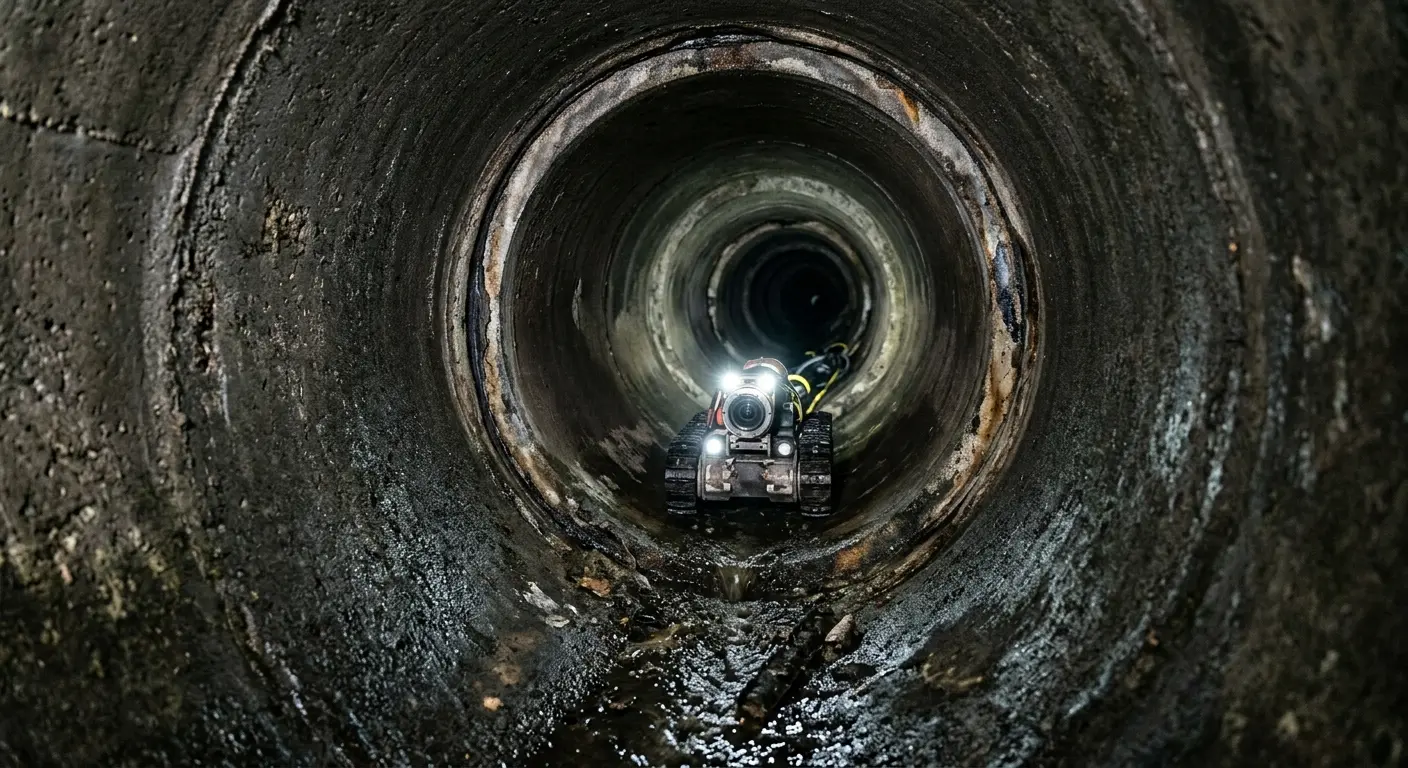 Robotic sewer camera inspecting pipe interior for Drain Snake Service in San Pablo